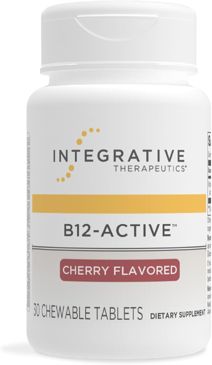Integrative Therapeutics B12-Active - B12 Supplement for Nerve Function Support* - Chewable Support - Dairy, Soy & Gluten-Free - Cherry Flavored, 30 Chewable Tablets (30 Servings)