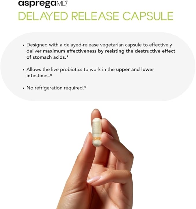 Asprega 30CT - Probiotic + Prebiotic Supplement | 17 Strains, 35 Billion CFUs | Delayed Release | Saccharomyces Boulardii | for Men & Women | by ScimeraMD, 3-Pack