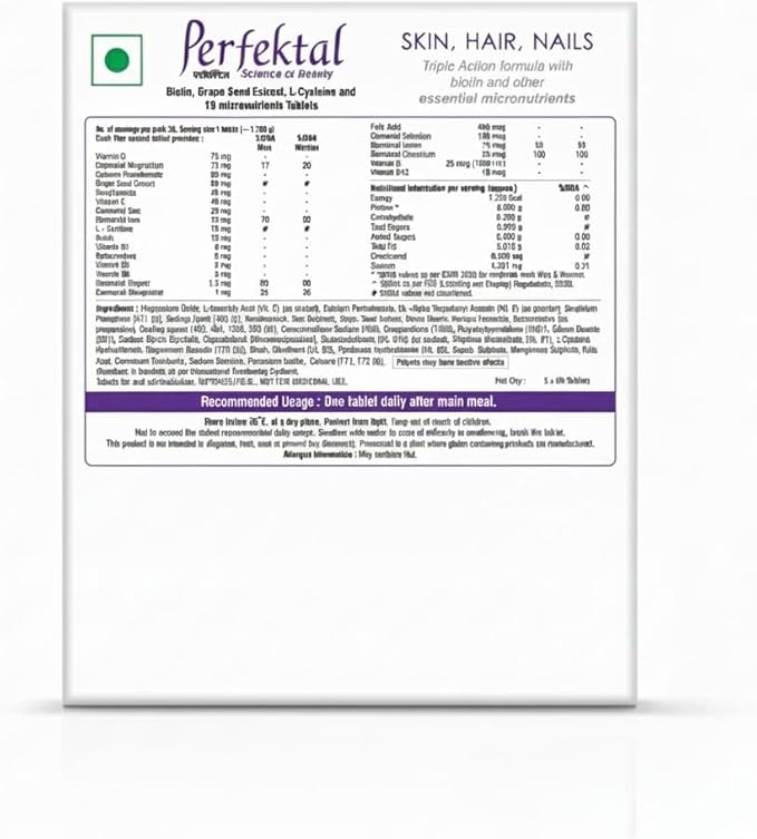 Hair Skin Nail Supplement Triple Action Formula enriched with Biotin, Zinc, Selenium,Grape Seed Extract, for Healthy Skin, Hair, and Nails | Gluten Free Vegetarian Tablets(Pack of 1)