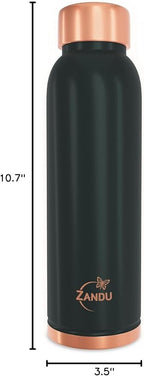 Zandu Copper Bottle (Green): Prepared with 100% Pure Copper | Useful in Promoting Overall Health (Pack of 950 ml)