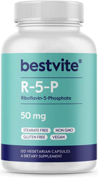 BESTVITE Riboflavin-5-Phosphate 50mg (120 Vegetarian Capsules) - No Stearates - Vegan - Non GMO - Gluten Free - Bioactive Form of Vitamin B2
