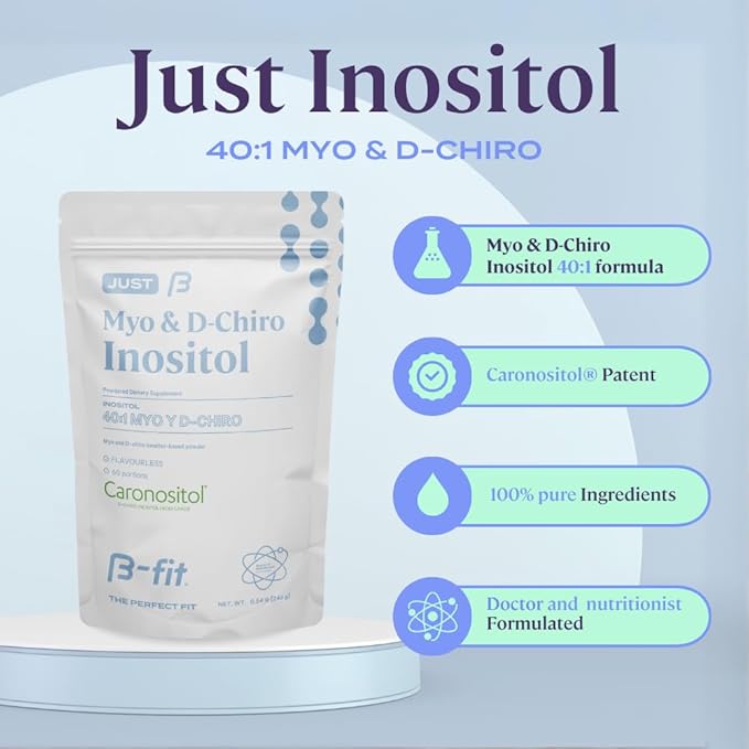 B-FIT Inositol Supplement for Women - Myo & D-Chiro Inositol 40:1 for Optimal Hormonal Balance & Ovulation Support - 60 Servings - 2-Month Supply