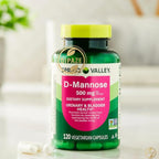 Spring Valley D-Mannose 500 mg Dietary Supplement, 120 Vegetarian Capsules + Dipaze Gift (Container)