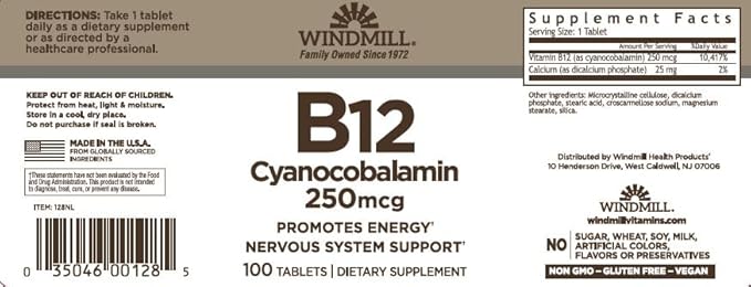 Vitamin B-12 TABS 250 MCG WMILL Size: 100