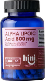 HINI Alpha Lipoic Acid 600 mg, Extra Strength ALA Antioxidant Support Supplement, High Potency Daily Wellness Formula, Easy-to-Swallow, 60 Capsules, 2-Month Supply for Men & Women
