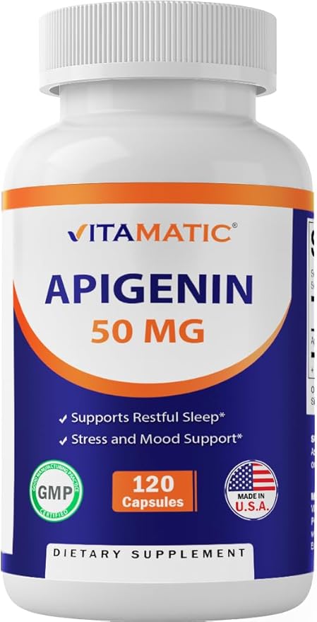 Vitamatic Apigenin 50mg – 120 Vegetarian Capsules Plant-Based Flavonoid for Cellular Health, Relaxation & Healthy Aging