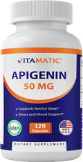Vitamatic Apigenin 50mg – 120 Vegetarian Capsules Plant-Based Flavonoid for Cellular Health, Relaxation & Healthy Aging