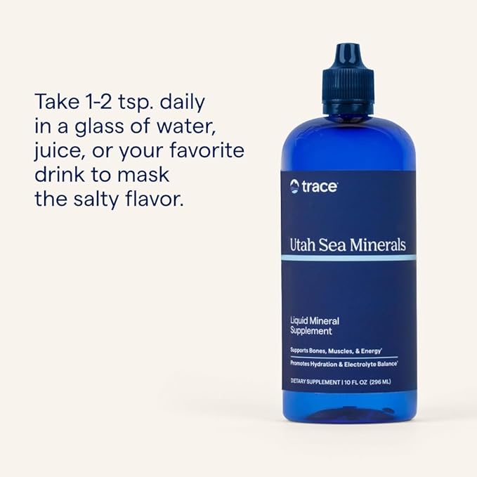 Trace Minerals Utah Sea Minerals - Liquid Daily Mineral Support for Bones, Muscles, Energy & Heart Health - Fluid Balance - Nerve Function - 10 fl oz (30 Servings)