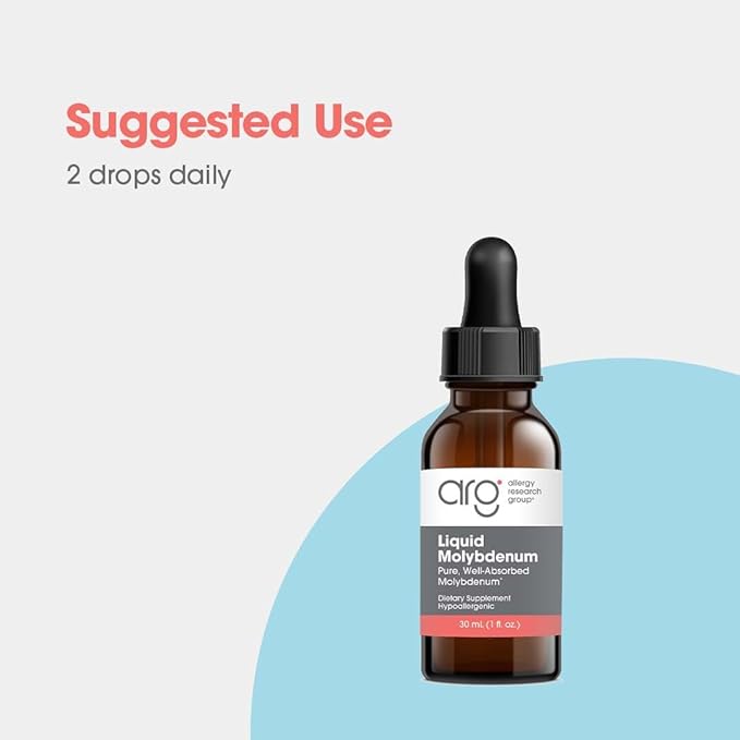 Allergy Research Group Liquid Molybdenum Supplement - Sulfur Metabolism Support, Detox, Uric Acid, Trace Minerals, 25mcg Liquid Drops - 1 Fl Oz