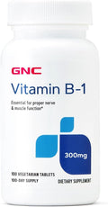 GNC Vitamin B-1 300mg - 100 Vegetarian Tablets | 100 Servings