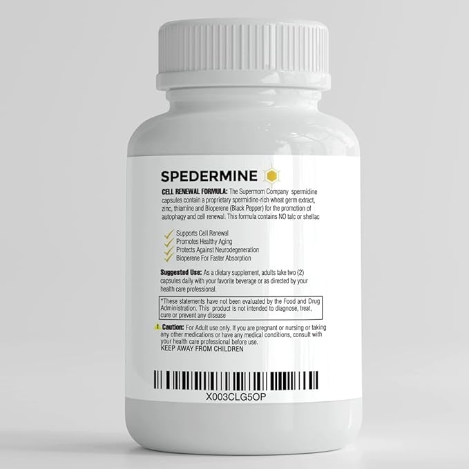 Spermidine Supplement – 120 Vegetable Capsules – Wheat Germ Extract with 1000 mg Spermidine, Enhanced with BioPerine for Optimal Absorption (2-Pack)