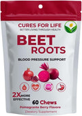 Beet Root Heart Chews, Nitric Oxide and Blood Pressure Support, Grape Seed Extract & Non-GMO Beet Root Powder Energy Supplement, Pomegranate Berry Flavor, 60 Count