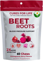 Beet Root Heart Chews, Nitric Oxide and Blood Pressure Support, Grape Seed Extract & Non-GMO Beet Root Powder Energy Supplement, Pomegranate Berry Flavor, 60 Count
