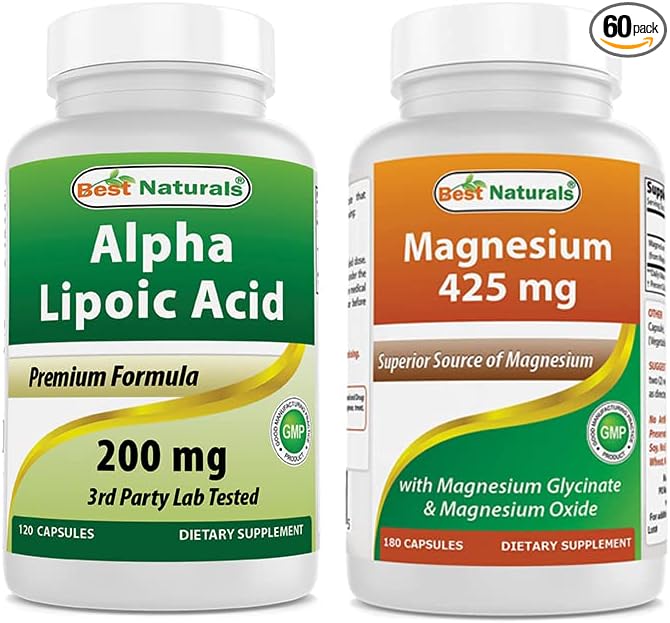 Best Naturals Alpha Lipoic Acid 200 Mg & Magnesium Glycinate 425 mg