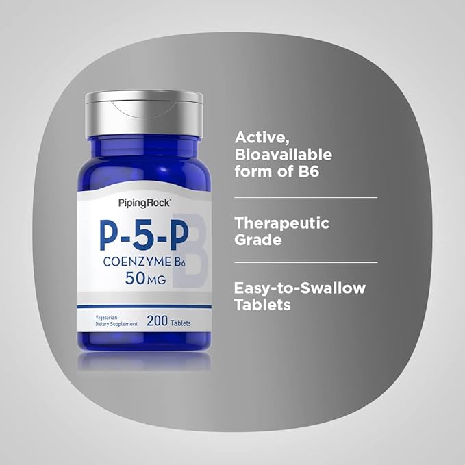 Piping Rock P5P Vitamin B6 | 50mg | 200 Tablets | Pyridoxal 5-Phosphate Supplement | Vegetarian, Non-GMO, Gluten Free