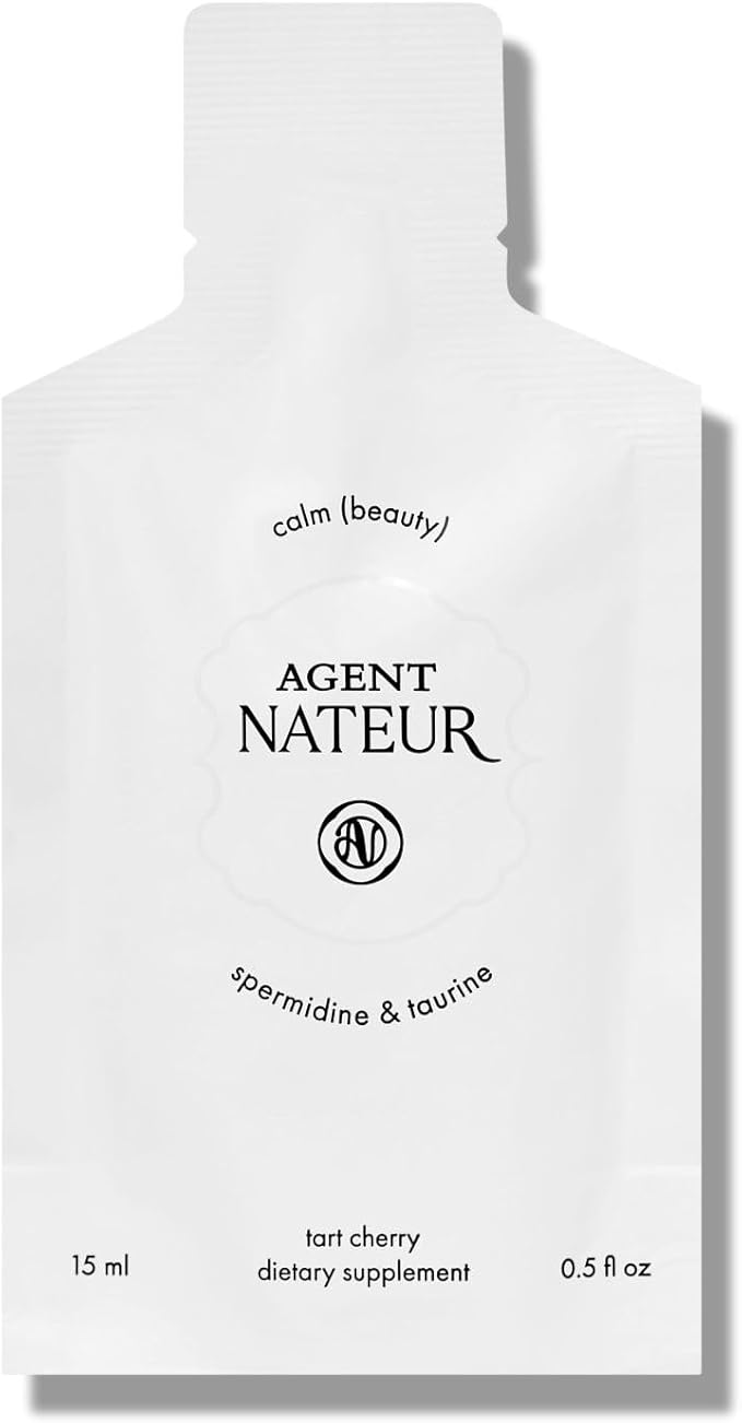 Agent Nateur - Calm (Beauty) Spermidine + Taurine Daily Supplement | Non-Drowsy, Melatonin-Free Liquid Formula | GABA, L-Theanine, Magnesium Citrate | Clean Ingredients, Made in USA (24x15ml sachets)
