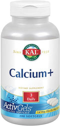 KAL Calcium Plus Softgels - 1000mg per Serving, Calcium, Magnesium, Zinc, & D3 Supplement, for Men and Women - 200 Count Softgels