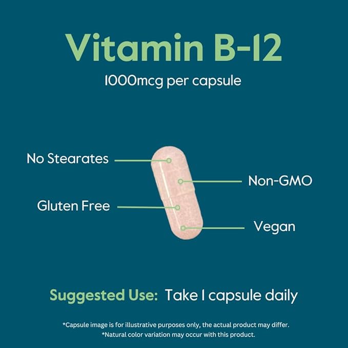 BESTVITE Vitamin B12 (Methylcobalamin) 1000mcg (480 Vegetarian Capsules)(2 x 240) (Methyl B12) - No Stearates - Vegan - Non GMO - Gluten Free