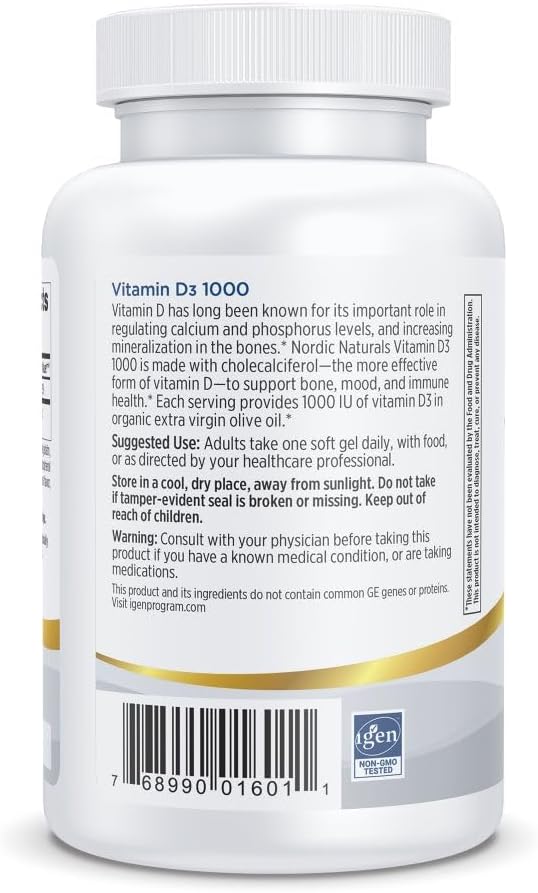 Nordic Naturals Pro Vitamin D3 1000, Orange - 120 Mini Soft Gels - 1000 IU Vitamin D3 - Supports Healthy Bones, Mood & Immune System Function - Non-GMO - 120 Servings