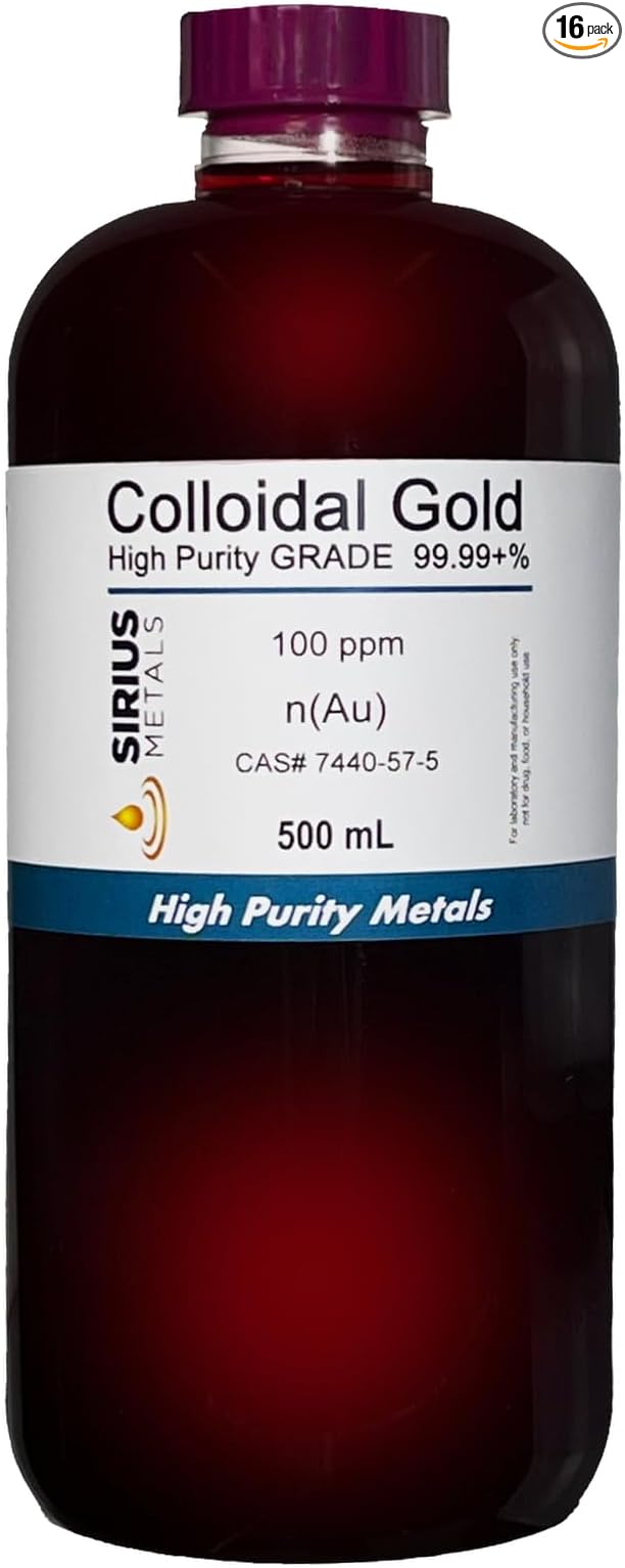 True Colloidal Gold – 100 ppm - 99.99+% Purity - 500 mL (16.9 Fl Oz) in Clear BPA-Free Plastic Bottle - Made in USA