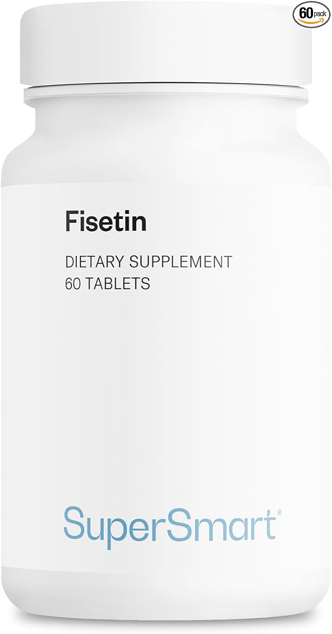 Supersmart - Fisetin 500mg per Day (Easy-to-Take) - 98% Pure Fisetin Supplement - Highly Bioavailable Polyphenol - Potent Senolytic Activator | Non-GMO & Gluten Free - 60 Tablets