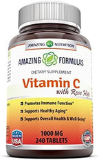 Amazing Formulas Vitamin C with Rose Hips Supplement | 1000 Mg | 240 Tablets | Non-GMO | Gluten-Free | Made in USA