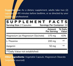 Magnesium Glycinate Sleep Stack with 200 mg L-Theanine, 50 mg Apigenin, 175 mg of Elemental Magnesium Glycinate | Sleep Support Magnesium Supplement | Made in USA