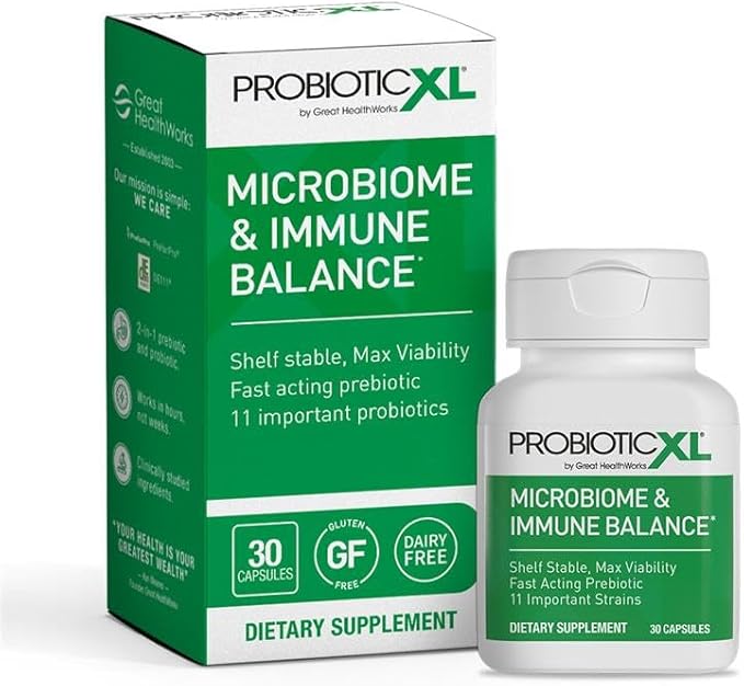 OmegaXL ProbioticXL - Probiotic & Prebiotic, Shelf Stable - Blend 11 Strains - Promote Healthy Gut Flora Growth, 12.5 Billion CFU - Non-GMO, Gluten-Free - 30 Veggie Caps