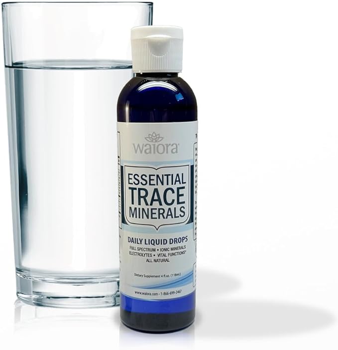 Waiora Essential Trace Minerals | Help Replenish Lost/Depleted Mineral | 60+ Ionic Trace Minerals | Support Body’s Vital Functions, pH Balance | Plus Electrolytes for Hydration (1 Bott / 48 serv)