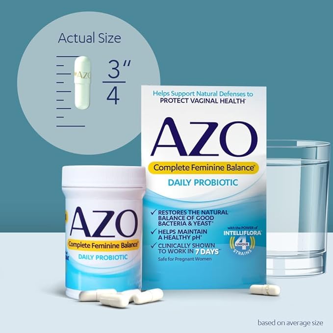AZO Complete Feminine Balance Daily Probiotics for Women, Clinically Proven & D Mannose Urinary Tract Health, Cleanse, Flush & Protect The Urinary Tract