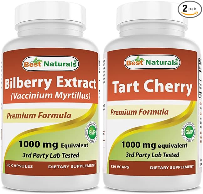 Best Naturals Bilberry Extract 1000mg & Tart Cherry Extract 1000 mg
