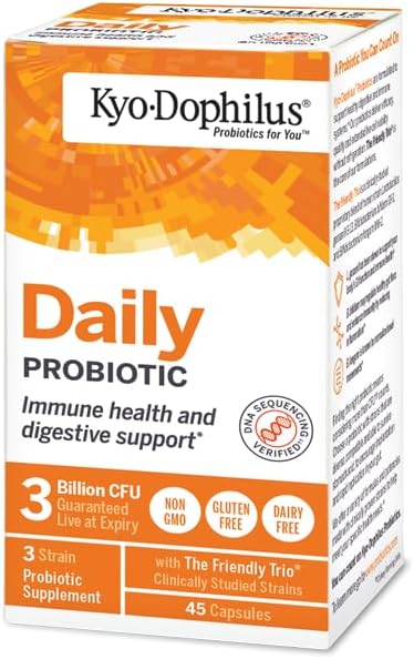 Kyolic Kyo-Dophilus Daily Probiotic, Immune Health & Digestive Support*, 45 Capsules