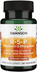 Swanson R-5-P (Riboflavin-5-Phosphate) - Vitamin B2 Supplement Promoting Energy, Metabolism & Vision Health - Natural Wellness Formula - (60 Capsules)