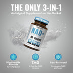 Benevolent NAD+ Supplement 1050mg, Max Absorption 3in1 NAD Supplements for Women & Men with Nicotinamide Riboside, Trans-Resveratrol & TMG, NAD Plus for Cellular Energy, Brain Support & Aging, 90 Caps