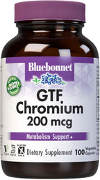 Bluebonnet Nutrition GTF Chromium 200mcg, Essential Minerals Supplement for Women & Men - Soy-Free, Gluten-Free, Non-GMO, Kosher Certified, Dairy-Free, Vegan, 100 Vegetable Capsules