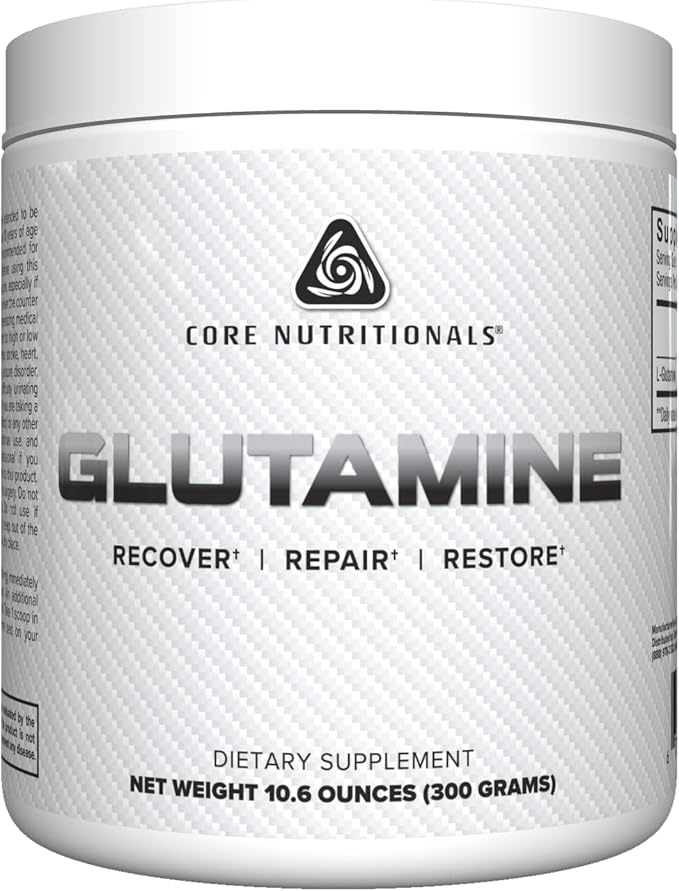 Core Nutritionals Glutamine Amino Acid | Enhance Recovery & Restore L-Glutamine Levels | Immune Support, Muscle Build, Gut Health | 60 Servings (Unflavored)