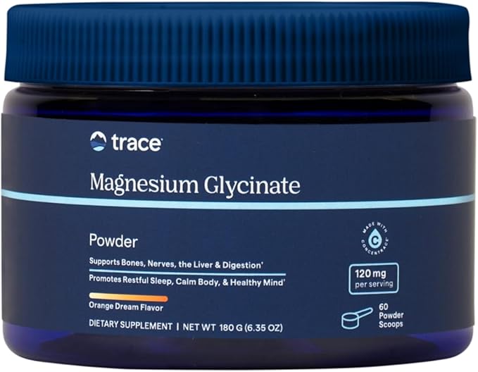 Trace Minerals Magnesium Glycinate Powder - Daily Magnesium Powder for Sleep Support - Calming Bedtime Drink - Natural & Gentle - Orange Dream - 180g (60 Servings)