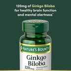 Nature's Bounty Ginkgo Biloba Standardized Extract 120 mg, Herbal Bottles, Capsule, 100 Count, Pack of 2