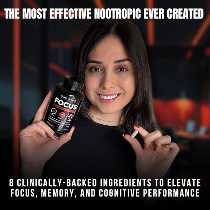 Advanced Focus Supplement Nootropic Brain Supplements for Memory and Focus | Lion's Mane, Caffeine, L-Theanine, and 5 Additional Natural Ingredients to Improve Cognitive Health & Energy (90 Capsules)