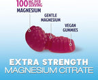 Magnesium Citrate Gummy - High Absorption Magnesium Gummies for Adults & Kids - Enhanced Bioavailability Form Mag Citrate Supplement - Improved Vegan Formula - Delicious Raspberry Flavor - 60 Gummies