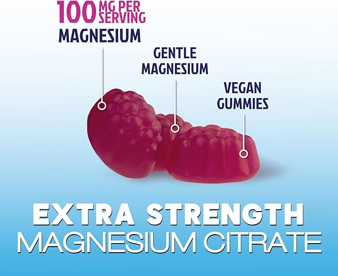Magnesium Citrate Gummy - High Absorption Magnesium Gummies for Adults & Kids - Enhanced Bioavailability Form Mag Citrate Supplement - Improved Vegan Formula - Delicious Raspberry Flavor - 120 Gummies