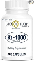 K1-1000 (Vitamin K1) 100 Capsules - 3 Pack - Bio-Tech Pharmacal