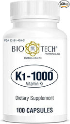 K1-1000 (Vitamin K1) 100 Capsules - 3 Pack - Bio-Tech Pharmacal
