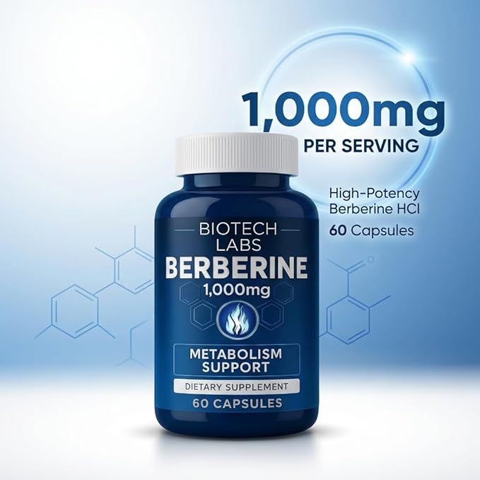 Berberine 1000 mg with Bitter Melon and Banaba Leaf – Herbal Supplement, 60 Capsules