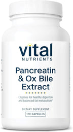 Vital Nutrients Pancreatin & Ox Bile Extract 500mg - Natural Digestive Enzymes for Women & Men - Supports Digestion of Protein, Fat, and Carbohydrates*- Gluten, Dairy & Soy Free - 120 Capsules