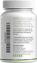 Alpha Lipoic Acid 1,000mg, 180 Veggie Capsules – 50/50 R-ALA & S-ALA for Max Bioavailability – Antioxidant Supplement – Energy & Nervous System Support – Non-GMO