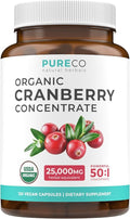Organic Cranberry Pills - Vegan Supplement for Urinary Tract Health & Kidney Cleanse - Cranberry Pills for Women 500mg 50:1 Cranberry Concentrate Per Serving - Urinary Tract Support - 120 Capsules