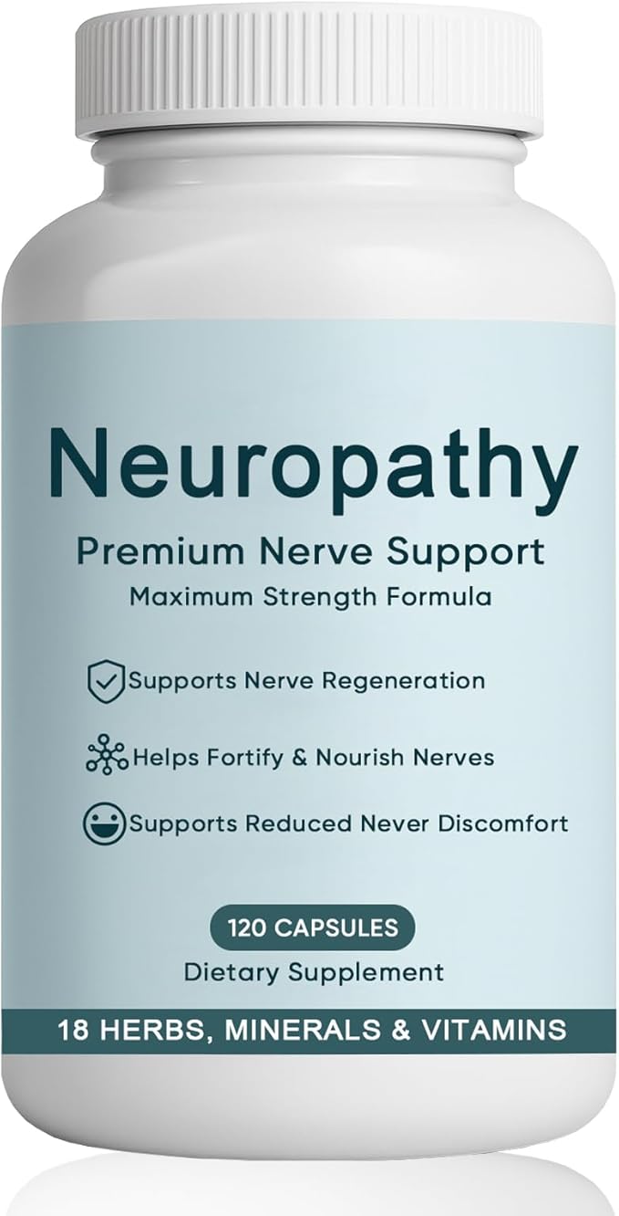 NerveBright Neuropathy Support Nerve Supplement, Fortify Nerves in Fingers, Hands, Toes, & Feet, with 600 mg Pure Alpha Lipoic Acid Vitamins C D3 E B6 B12, Support Overall Nerve Health, 120 Capsules