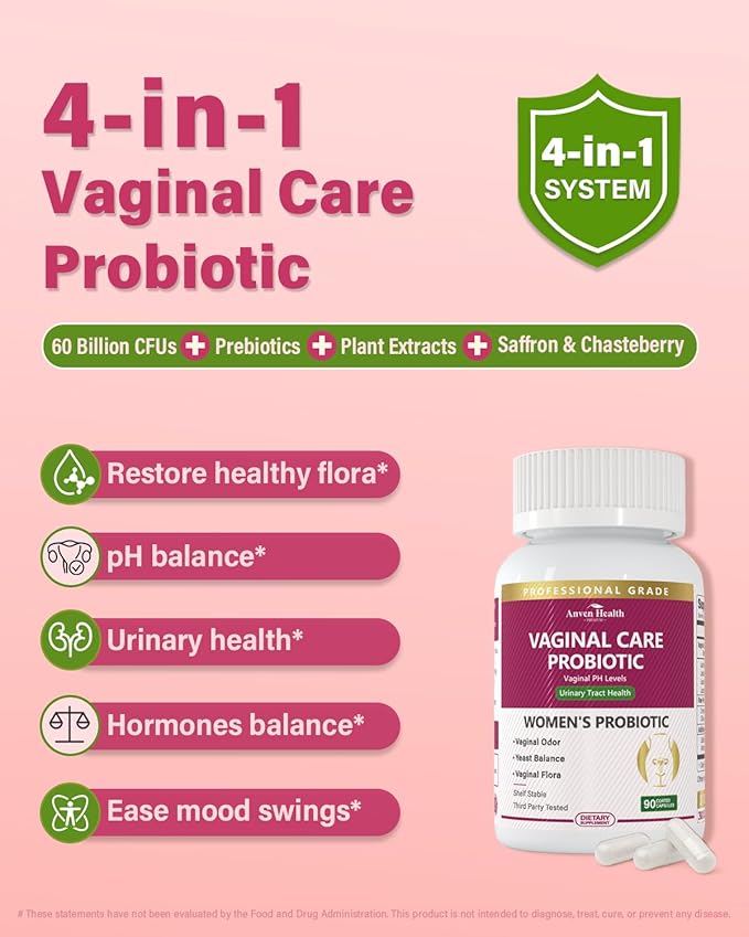Vaginal Probiotics for Women pH Balance with Prebiotics - 60 Billion Womens Probiotic for Vaginal Flora, Odor, Yeast & Digestive Health with Saffron, Cranberry, Vegan & Non-GMO | 270 Caps