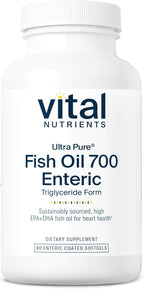 Vital Nutrients Ultra Pure® Fish Oil 700 Enteric Coated - Heart, Brain, Immune Health* - Sustainably Sourced High EPA & DHA Omega-3 Fatty Acid - Vanilla Flavor - Gluten, Dairy, Soy Free - 90 Count